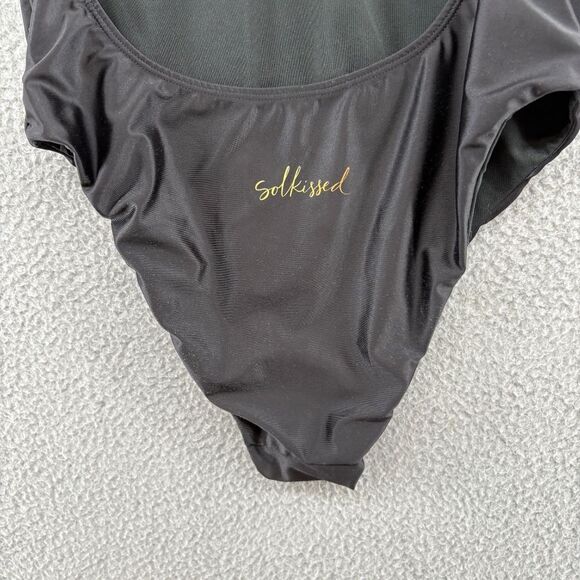 Solkissed One Piece Swimsuit L Black Boho Western Bull Skull Festival Pool Beach - Picture 10 of 12